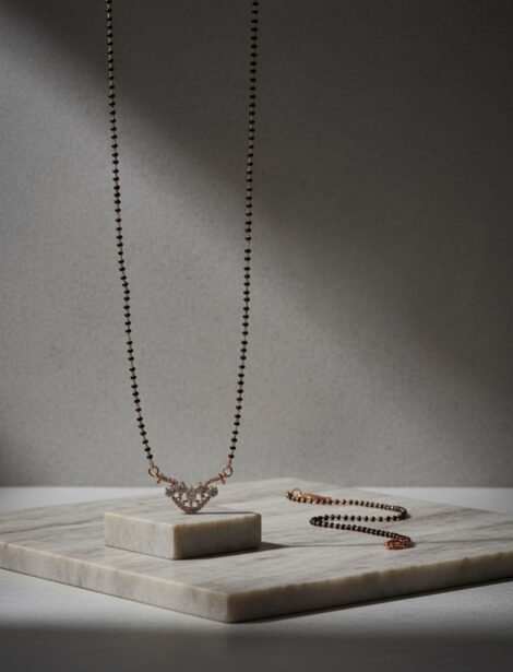 American Diamond Five-Stone Cluster Mangalsutra