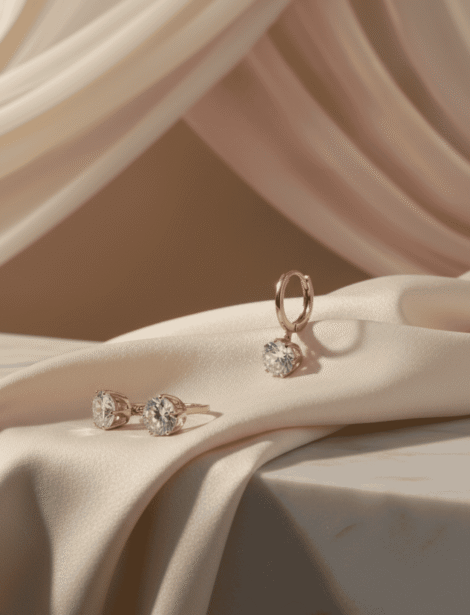 Rose Gold Solitaire Crystal Earrings