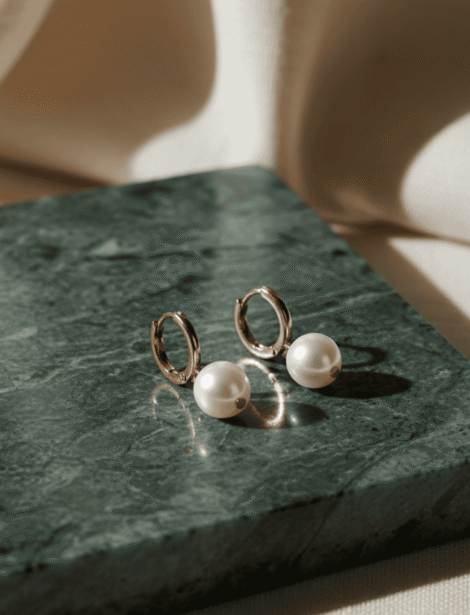 Rose Gold Shell Pearl Drop Earrings