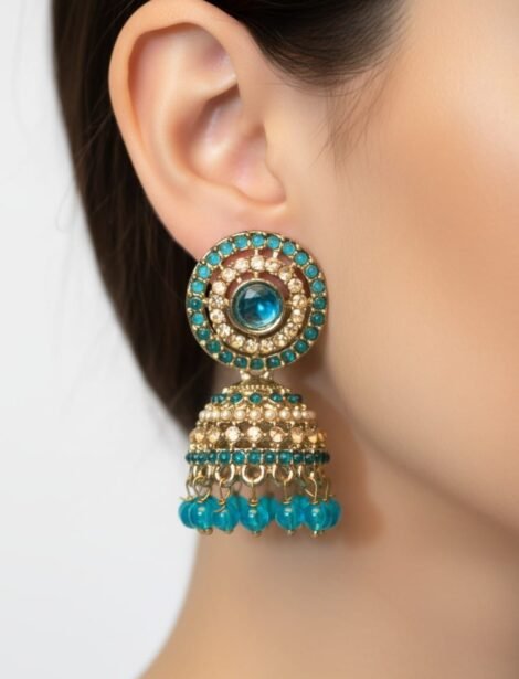 Turquoise Sky Designer Jhumkas